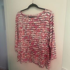 Talbots Pink Floral Striped Blouse
